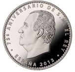 2013 75 Aniversario de S.M REY 10 EUROS PLATA