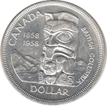 1958 CANADA 1 Dólar TOTEM BRITISH COLUMBIA