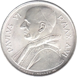 1968 VATICANO 500 LIRAS PABLO VI AÑO VI