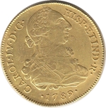 1789 CARLOS IV 8 ESCUDOS LIMA IJ