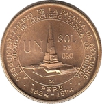 1976 PERU 1  SOL DE ORO  BATALLA AYACUCHO