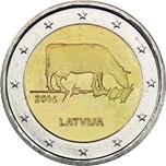 2016 LETONIA 2 EUROS RAMADERIA: LA VACA