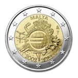 2012 MALTA 2 EUROS X Aniv. CIRCULACION EURO