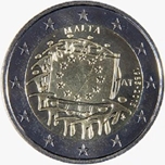 2015 MALTA 2 EUROS BANDERA EUROPEA