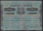 1847 BANCO DE CADIZ 200 REALES DE VELLON. Ord.Cat.4