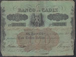 1847 BANCO DE CADIZ 100 REALES DE VELLON. Ord.Cat.8