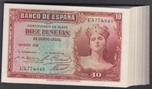 1935 II REPUBLICA 10 PESETAS Lote 51 billetes. Ord.Cat.23