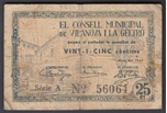 1937 CM.VILANOVA I GELTRU 25 CTMOS T.3312. Ord.Cat.70