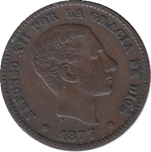 1877 ALF.XII 5 CTMOS. BARCELONA. Ord.Cat.16