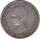 1889*8-9 AL.XIII 50 CENTIMOS MP M. Ord.Cat.48