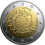 2015 LETONIA 2 EUROS BANDERA EUROPEA