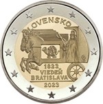 2023 ESLOVAQUIA 2 EUROS CORREO RUTA VIENA-BRATISLAVA