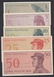 1964 INDONESIA LOTE 5 BILLETES. Ord.Cat.57
